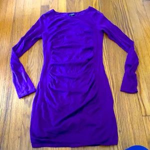 Express long sleeve ruched mini dress, small